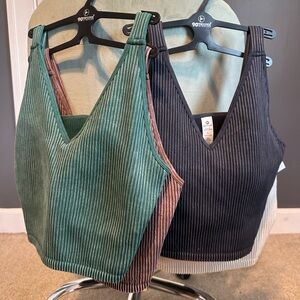 90 Degree By Reflex Ribbed Tank Tops - Green, Brown, Black